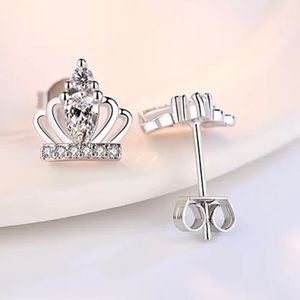 👑925 Silver Crown Princess Stud Earrings